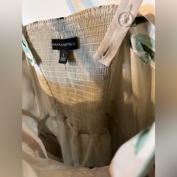 Banana Republic Sleeveless Khaki Light Beach Floral Maxi Dress L - Picture 11 of 13